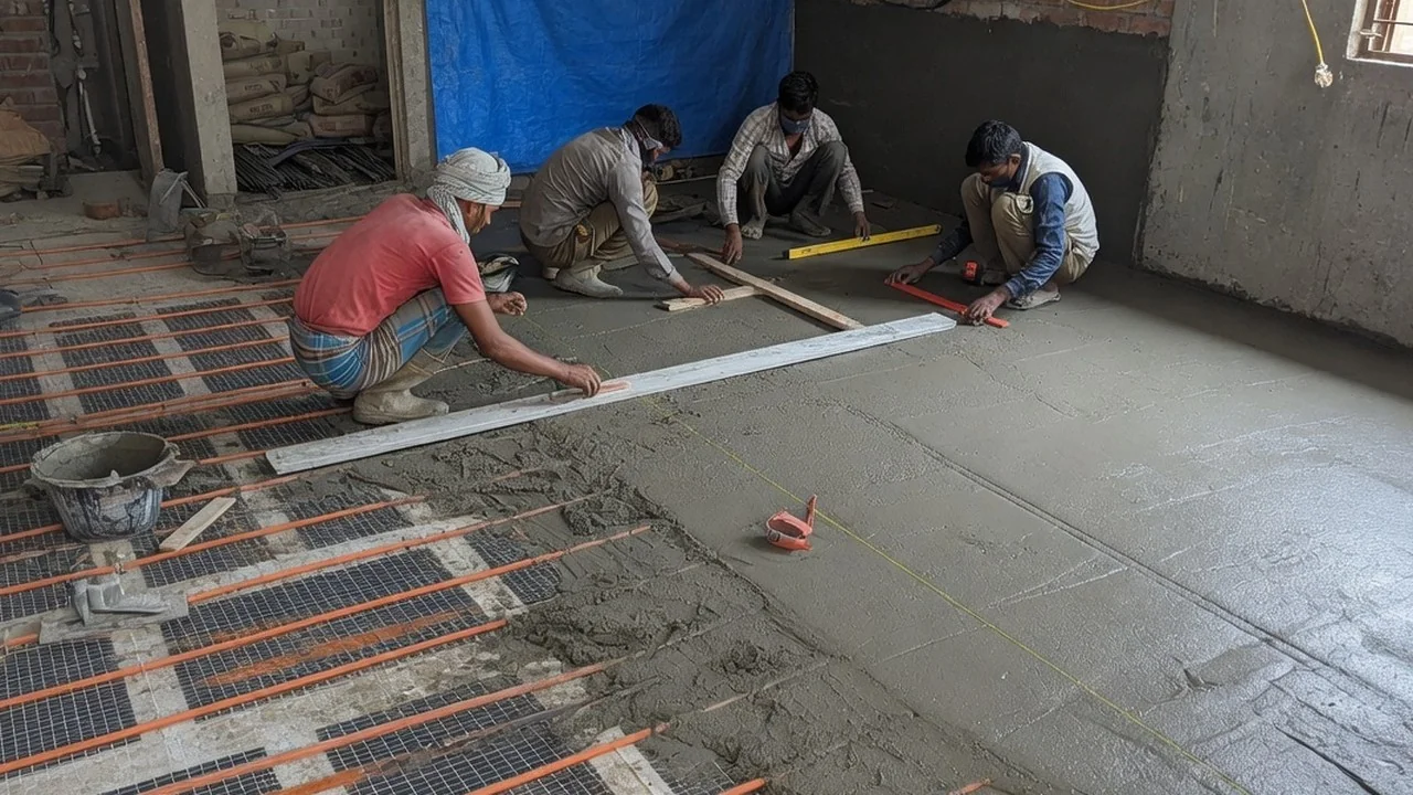Screed preparation before tiling