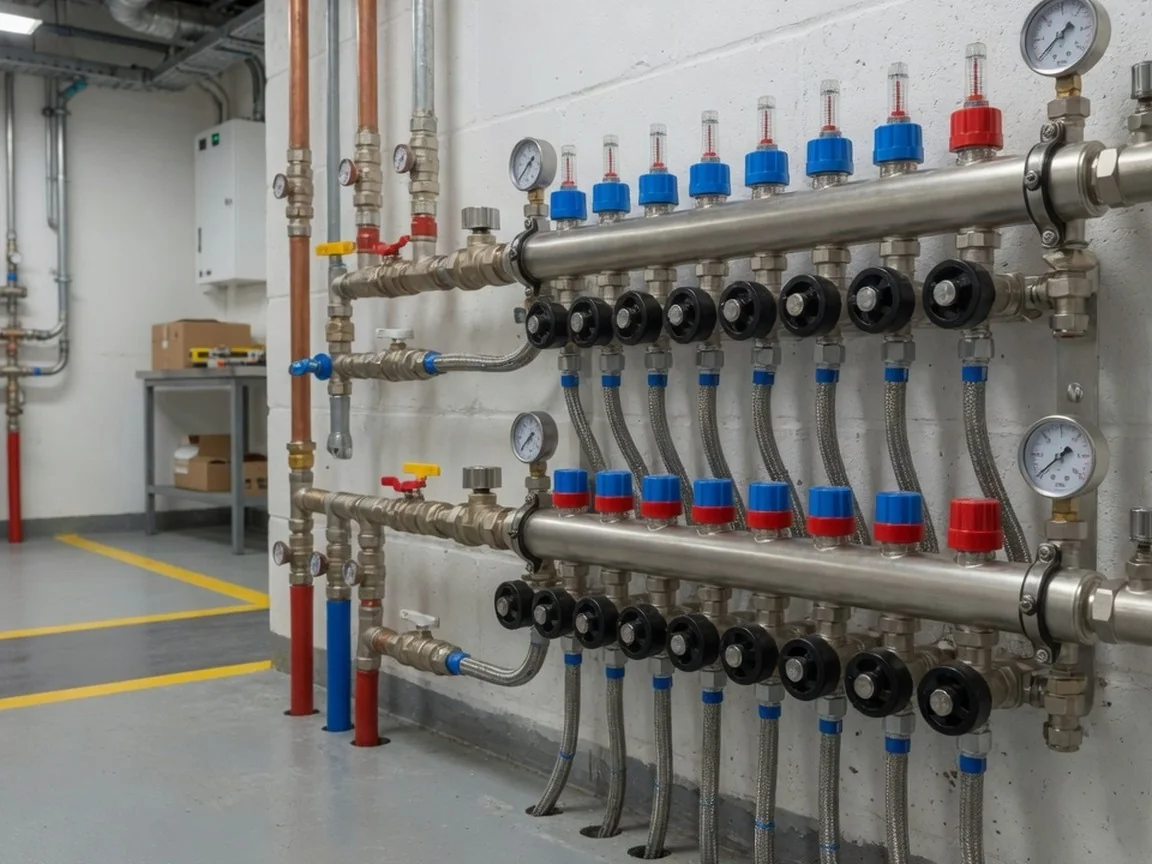 Hydronic heating manifolds